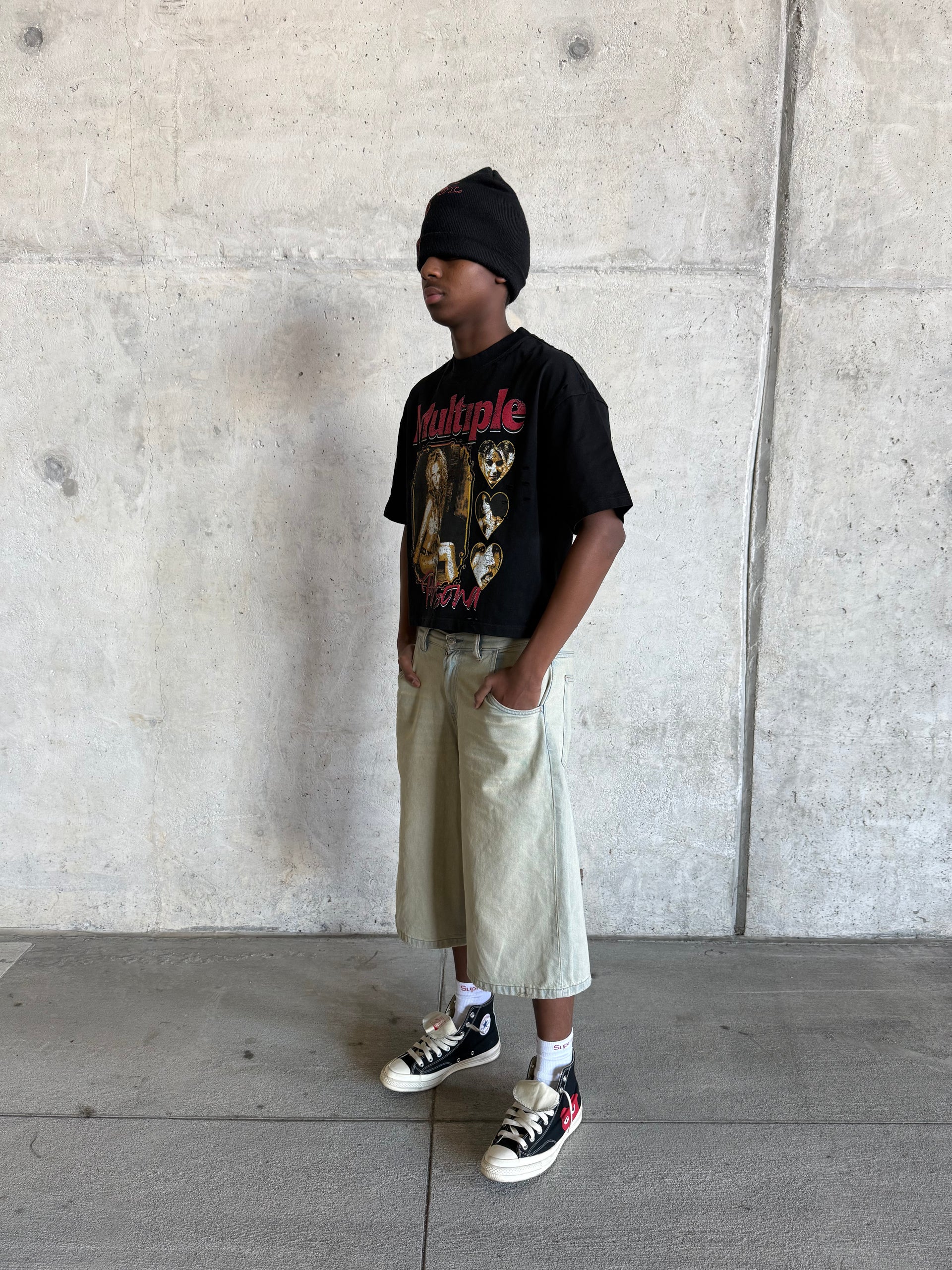 MULTIPLE PERSONA DISTRESSED TEE